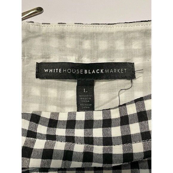 WHITE HOUSE BLACK MARKET OFF THE SHOULDER BLACK & WHITE TOP GINGHAM CHECK L - Picture 5 of 7